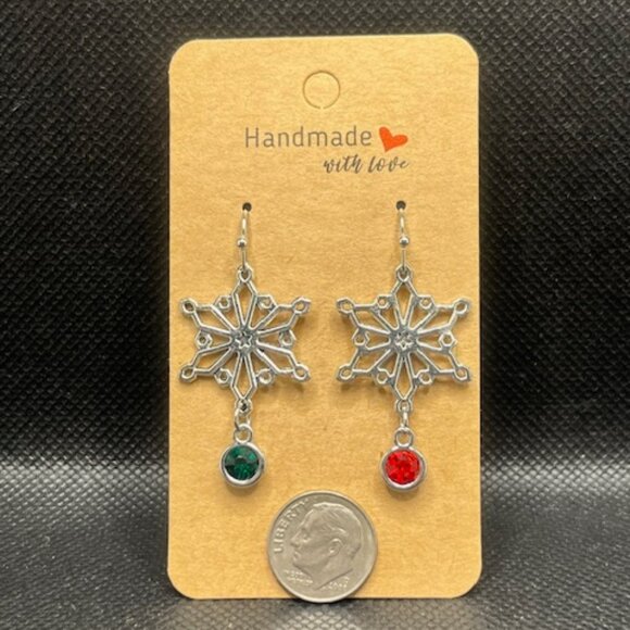 Christmas Snowflake Earrings - Picture 3 of 3